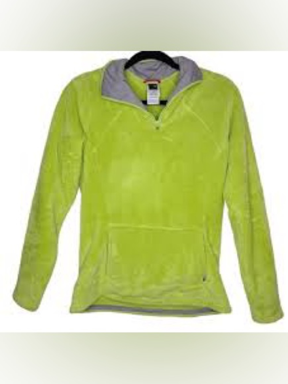 PRE-OWNED The North Face Lime Green Cowl-Neck Fleece Pullover w/ Kangaroo Pocket